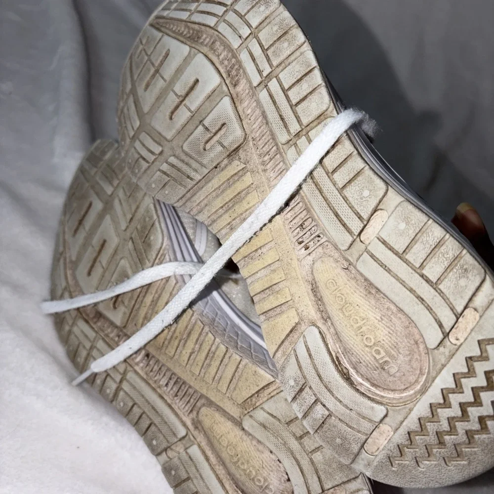 Adidas Galaxy‎ 5 White Champagne Metallic Women's Running Shoes Size 8 Cloudfoam